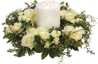 White Rose Wreath and Candle.